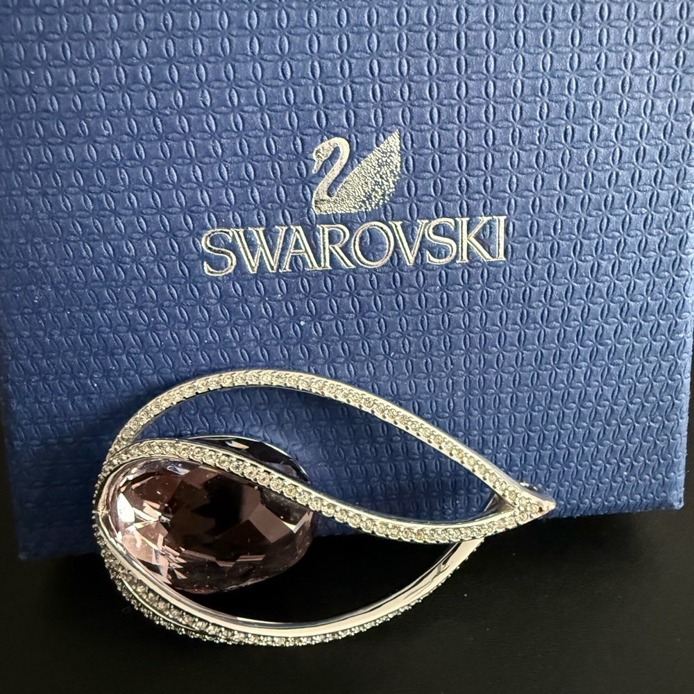 Swarovski Silver and Lavender Crystal Brooch